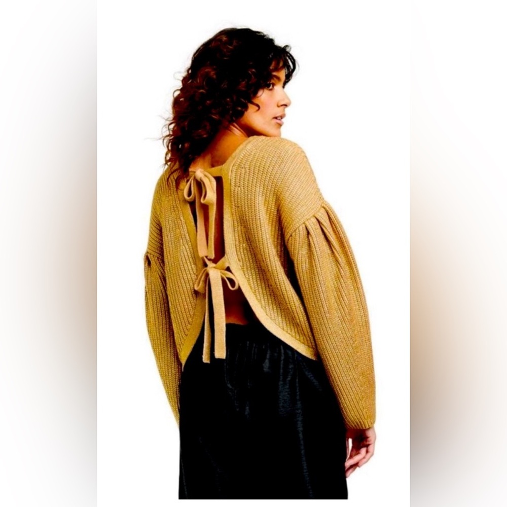 Kika Vargas x Target Metallic Gold Tie Back Sweater Sz 3X